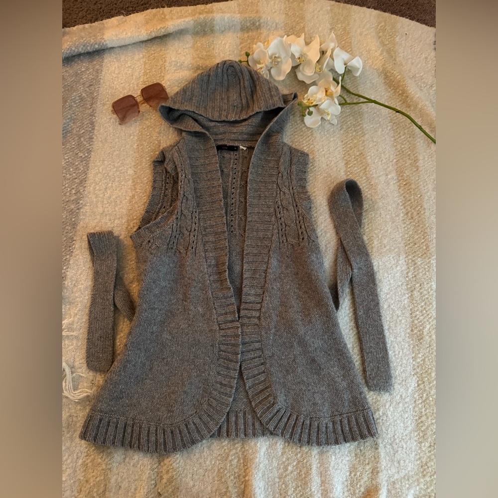 Lux Gray Hooded Sweater Vest